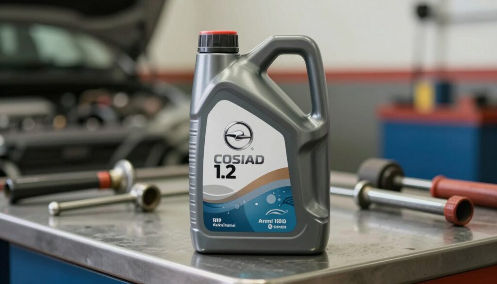 A close-up view of a bottle of motor oil specifically designed for the Opel Corsa D 1.2, placed on a polished mechanic's workbench in an auto shop. The bottle is sleek and modern, showcasing the brand label prominently, with its cap slightly open, hinting at the oil inside. Soft, diffused lighting casts gentle reflections on the bottle's surface, emphasizing its texture and colors. In the background, out-of-focus automotive tools and parts add context to the setting, creating an atmosphere of professionalism and expertise. The overall mood is informative and approachable, perfect for an educational article about engine oil recommendations. A close-up view of a bottle of motor oil specifically designed for the Opel Corsa D 1.2, placed on a polished mechanic's workbench in an auto shop. The bottle is sleek and modern, showcasing the brand label prominently, with its cap slightly open, hinting at the oil inside. Soft, diffused lighting casts gentle reflections on the bottle's surface, emphasizing its texture and colors. In the background, out-of-focus automotive tools and parts add context to the setting, creating an atmosphere of professionalism and expertise. The overall mood is informative and approachable, perfect for an educational article about engine oil recommendations.